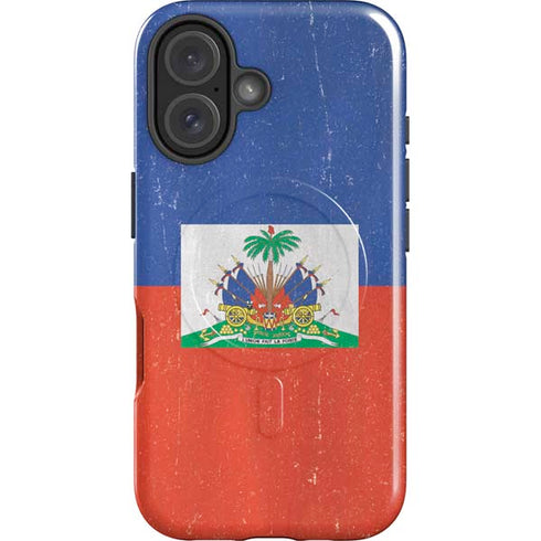 Haitian Flag Distressed iPhone 16 Magsafe Impact Case